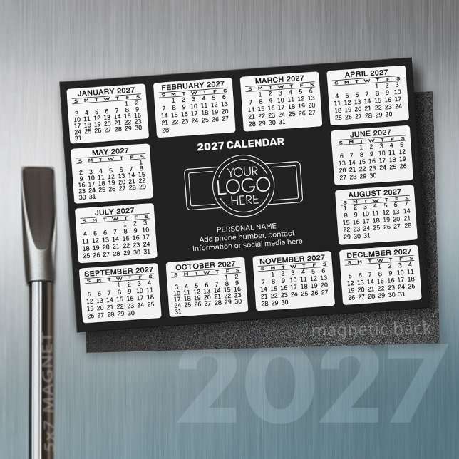 Calendário 2027 - logotipo Informações de Contato  (2027 Calendar)
