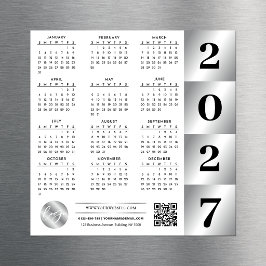 Calendário 2027 Logotipo Negócios Código QR Chrome