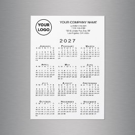 Calendário 2027 Logotipo Texto Branco Ímã Cartão