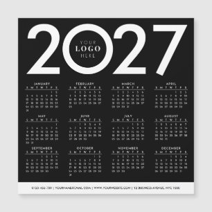 Calendário 2027 Minimalista Logotipo Negócios Pret