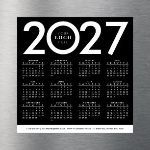 Calendário 2027 Minimalista Logotipo Negócios Pret