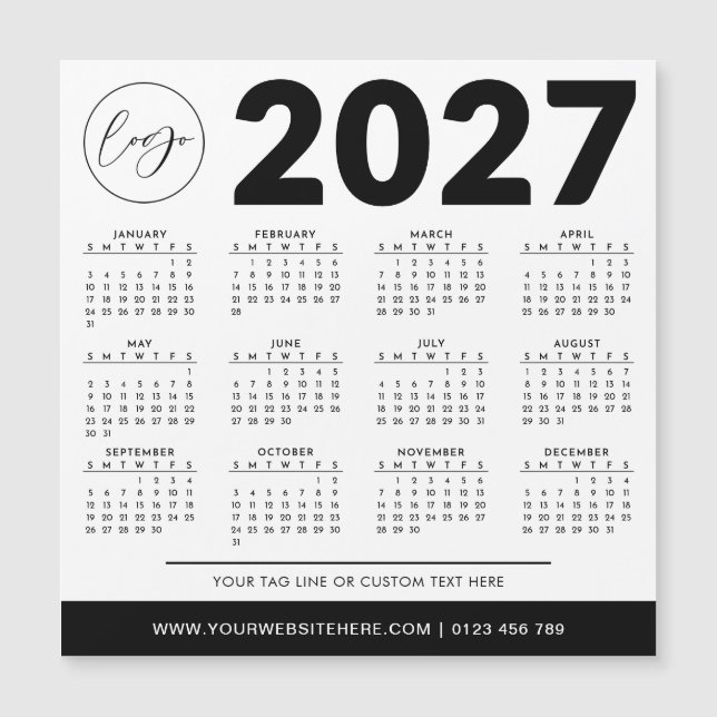 Calendário 2027 Minimalista Moderno Simples Logoti (Frente)