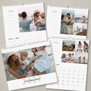 Calendário  2027 Moderno Simples Colagem de Fotos de Família 
