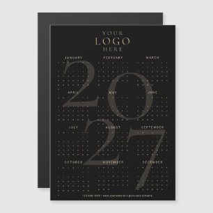 Calendário 2027 Negócios Logo Preto Dourado Ímã