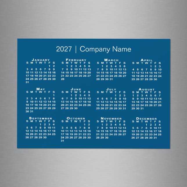 Calendário 2027 Nome da Empresa Blue Magnet (2027 Calendar Company Name Blue Magnet in situ)
