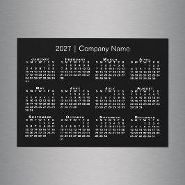 Calendário 2027 Nome da Empresa Preto Ímã