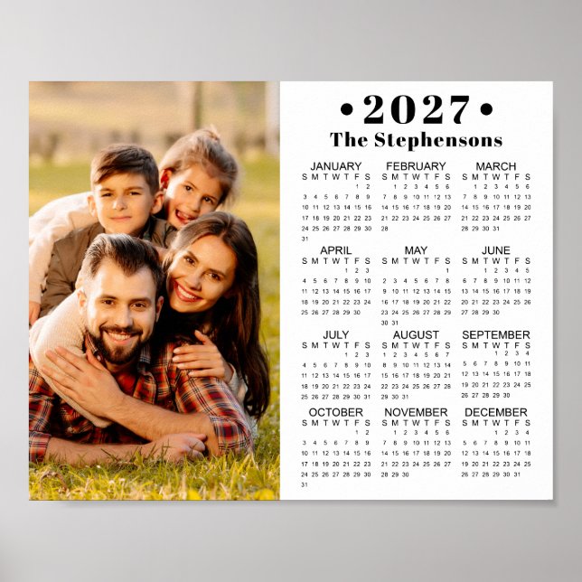 Calendário 2027 Poster Personalizado com Uma Foto (Frente)