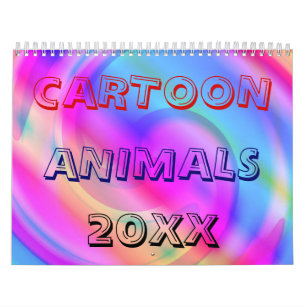 Calendário 20XX Animais de Cartoon