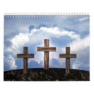 Calendário 3 cruzes ásperas com céu