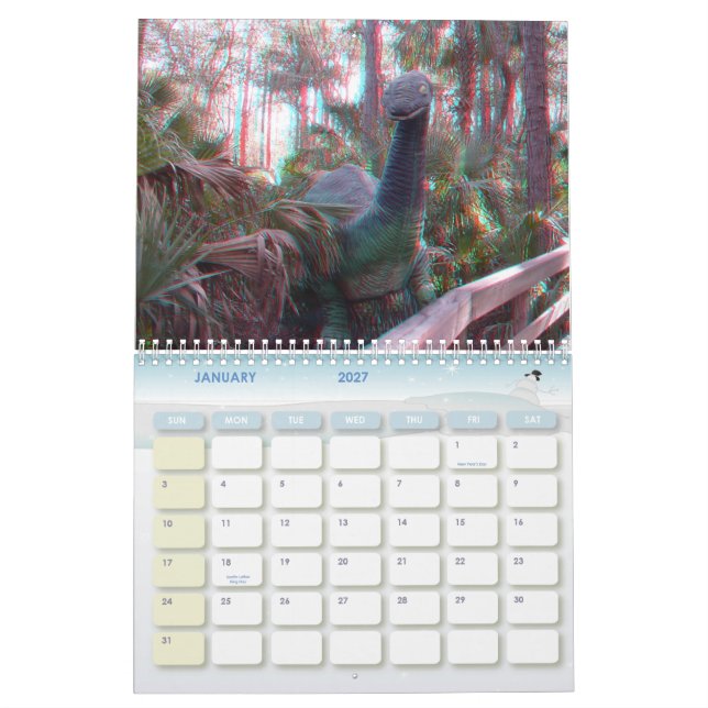 calendário 3-D da foto do Anaglyph (Jan 2027)