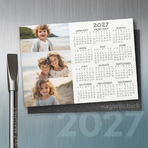 Calendário - 3 Fotos - Magneta Branca de Cinzas Bá