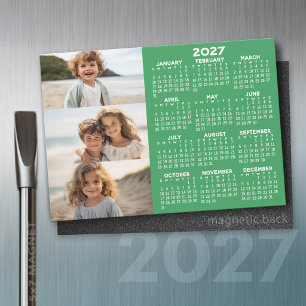 Calendário - 3 Fotos - Magneta Verde Básica