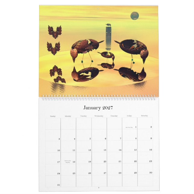 Calendário 3D efetua fractals (Jan 2027)