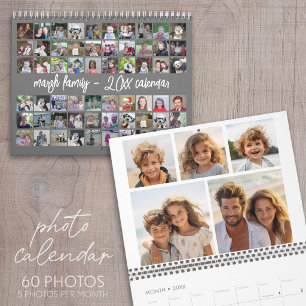 Calendário 60 Fotos - Modelo de Família Moderno Personalizado