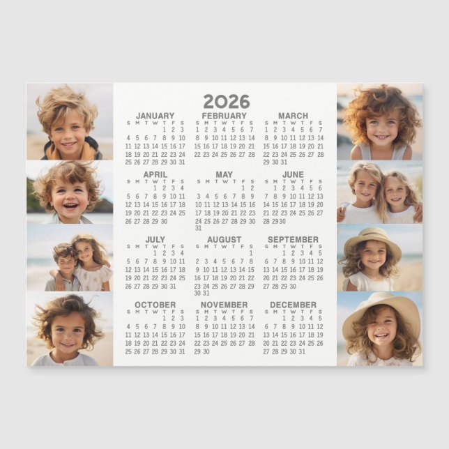 Calendário - 8 Fotos - ímã Branco Basic Grey (Frente)
