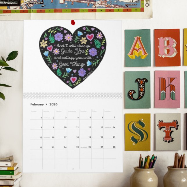 Calendário A Bíblia Ilustrada Cute Versa Data Personalizada (Criador carregado)
