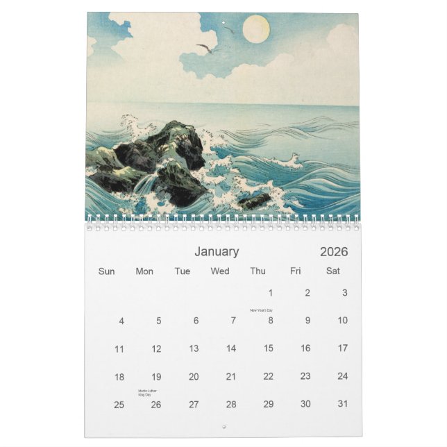 Calendário A Magia dos impressões Japoneses de Woodblock (Jan 2026)