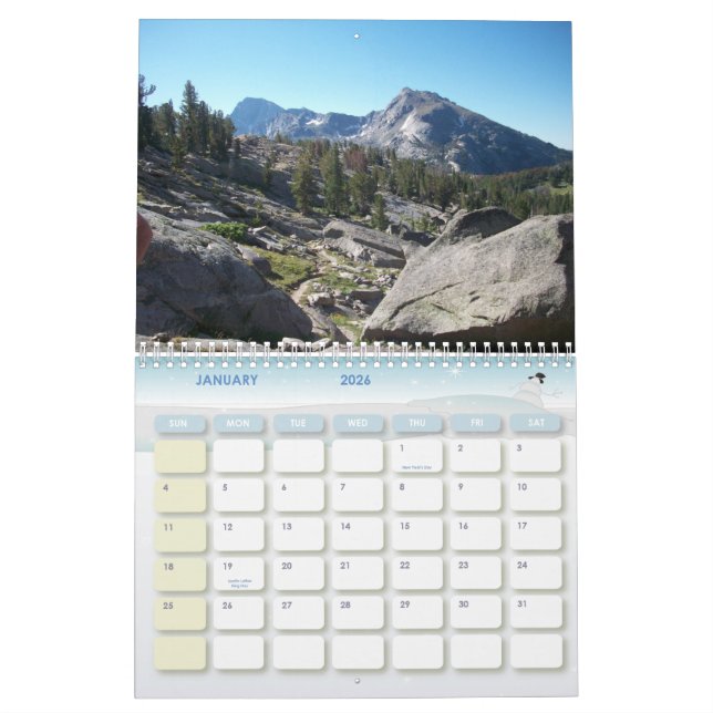 Calendário A montanha dos rios do vento de Wyoming soou (Jan 2026)