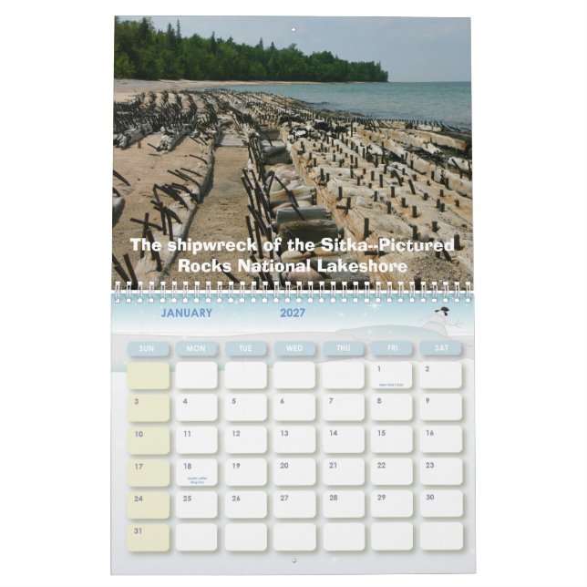 Calendário A península superior de Michigan. (Jan 2027)