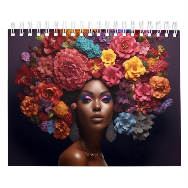 Calendário A rainha negra melanina é uma flor encaracolada pa (Capa)