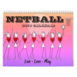 Calendário A vara figura o Netball inspirado 2019 das