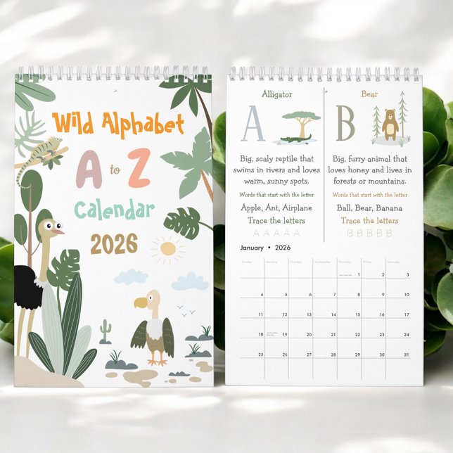 Calendário ABC Wild Animal Alphabet Kids Educational Calendar (Criador carregado)