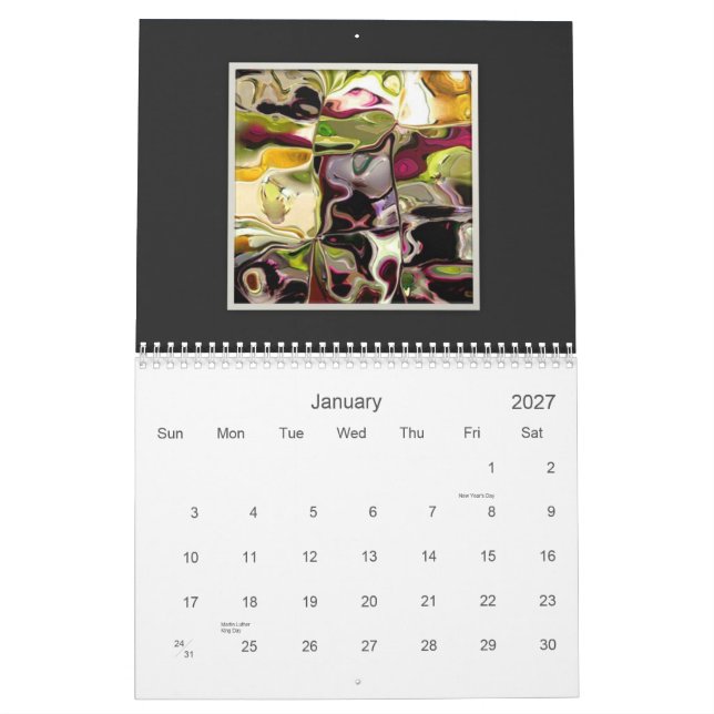 Calendário abstrato 2012 da coleção de ArtSylvia (Jan 2027)