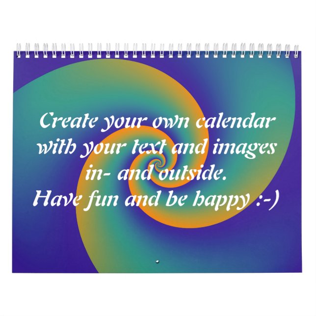 Calendário Abstrato Background Spirals soft V + seu texto (Capa)
