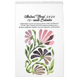 Calendário Abstrato Boho Botânico Natureza 2026 12 meses