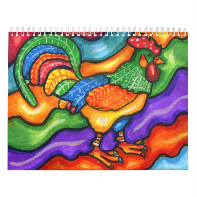 Calendário Abstrato de animais coloridos (Capa)