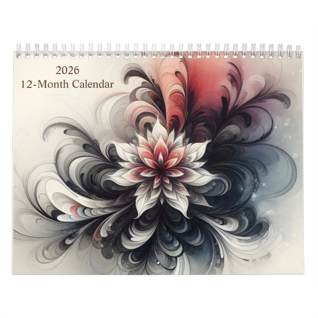 Calendário Abstrato de Aquarela Psicodélica Vibrante Artº 202 (Capa)