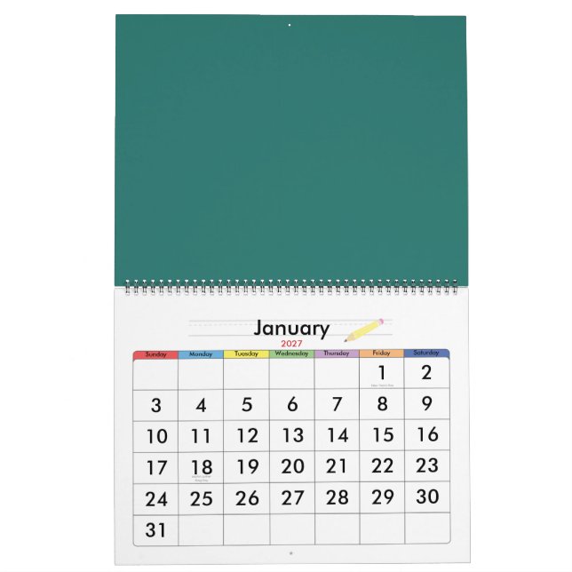 Calendário Abstrato de vintage com mão design (Jan 2027)