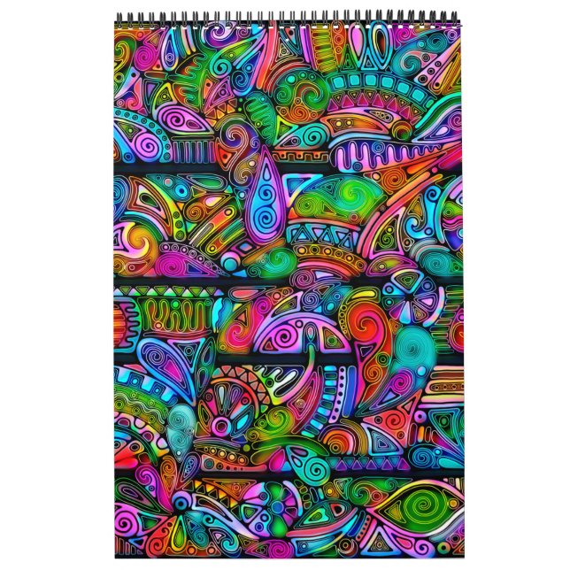 Calendário Abstrato forma arte 10 muito colorida (Capa)