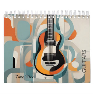 Calendário Abstrato Guitar Watercolor