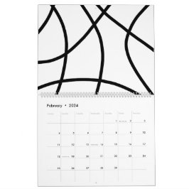 Calendário Abstrato minimalista branco preto simples