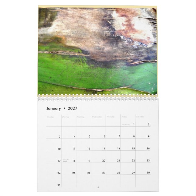 Calendário Abstrato natural no latido (Jan 2027)