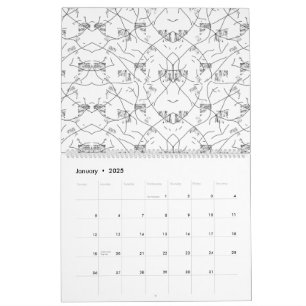 Calendário Abstrato preto e branco com repetição, s