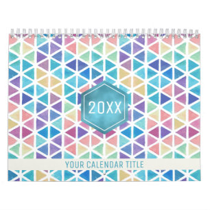Calendário Abstrato Watercolor Geométrico Uma Foto Por Mês