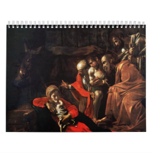 Calendário Adoração dos pastores por Caravaggio (1609)