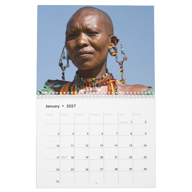Calendário Africano para Mulheres (Jan 2027)