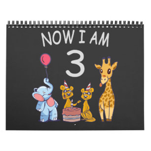 Calendário Agora tenho 3 anos de aniversário de 3 anos no Zoo