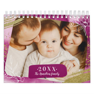 Calendário Água Colorida Chic Foto Personalizada 2022 Família