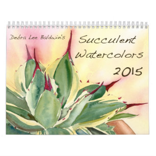 Calendário Aguarelas 2015 do Succulent por Debra Lee Baldwin