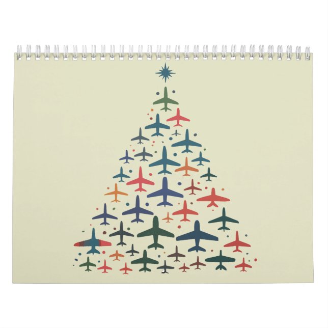 Calendário Airplane Christmas Tree Retro Pilot Flying Flight  (Capa)