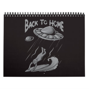 Calendário alienígena ufo surfing ilustrando com retorno ao h