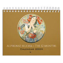 Alphonse Mucha, 12 Meses Vintage Art Nouveau