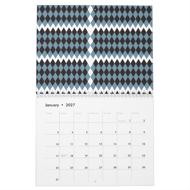 Calendário alta ilustração da capa gráfica damask, (Jan 2027)