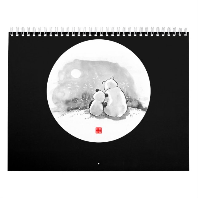 Calendário Amante de os animais De Panda E Urso Polar (Capa)