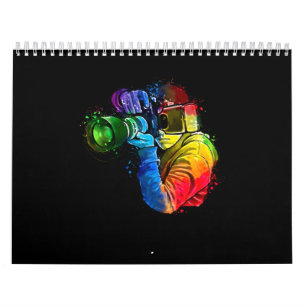 Calendário Amantes de Fotografia de Câmera de Aquarela