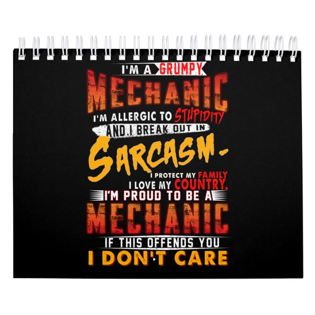 Calendário Amantes Mecânicas| Sou um sarcasmo mecânico rabuge (Capa)